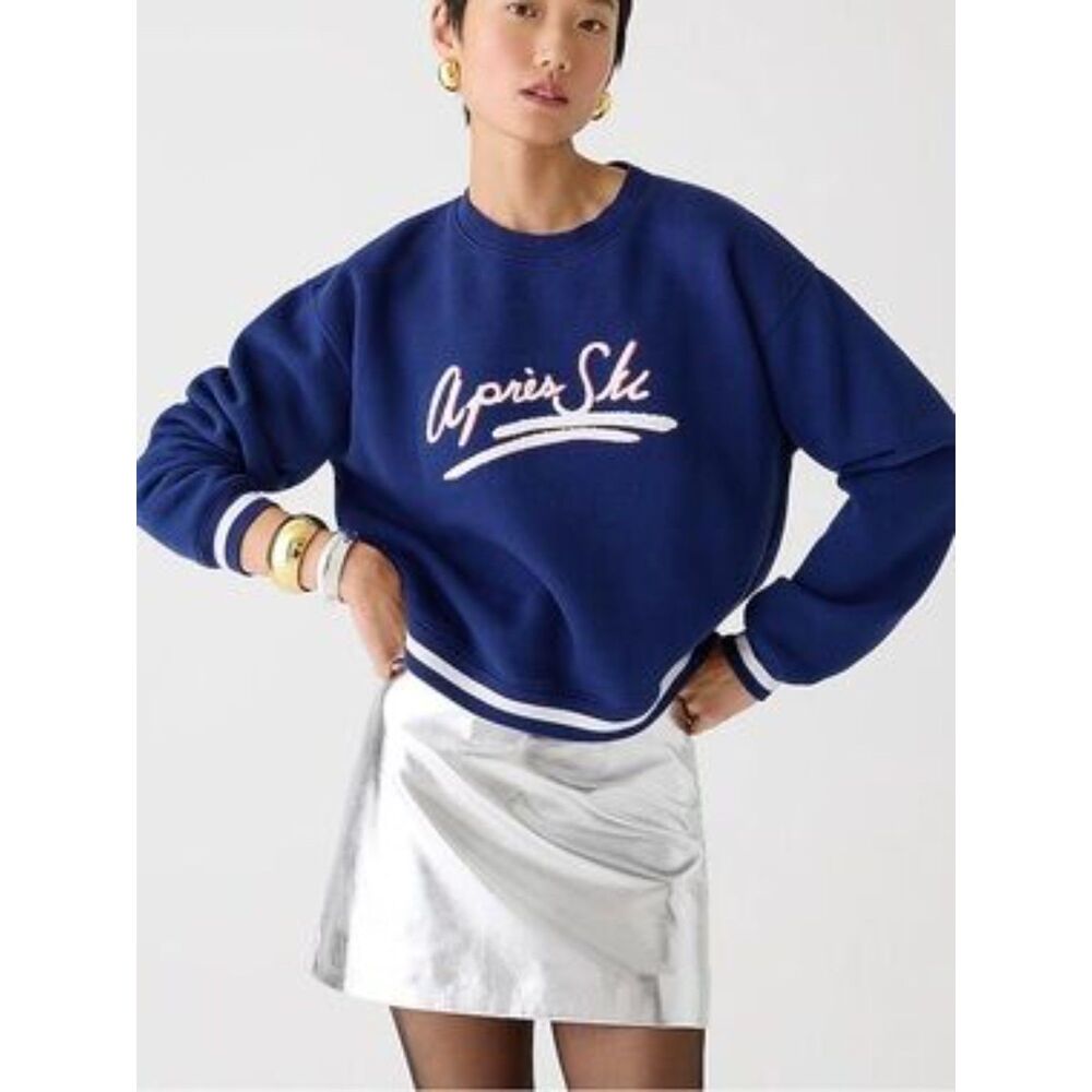 J. Crew Heritage Fleece Après Ski Crew Neck Sweatshirt Size Small